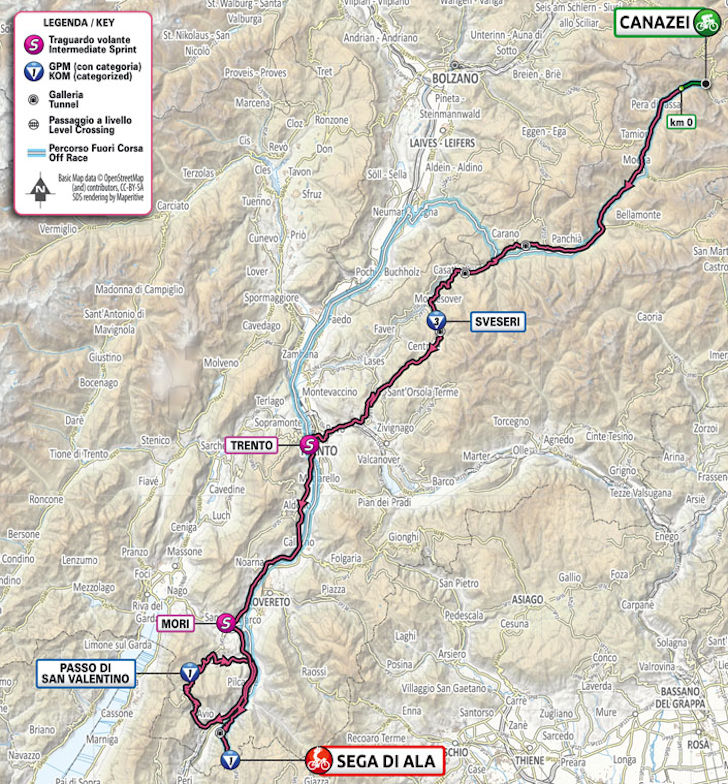 Giro 2021 Route stage 17 Canazei Sega di Ala
