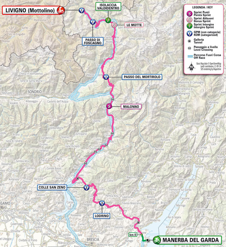 Giro 2024 Route stage 15 Manerba del Garda Livigno