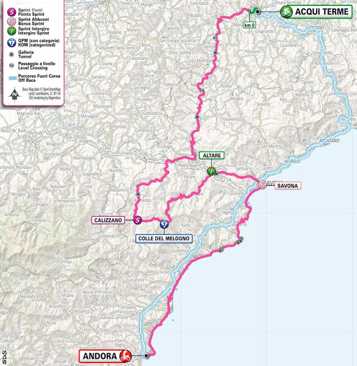 Giro 2024 Route stage 4 Acqui Terme Andora