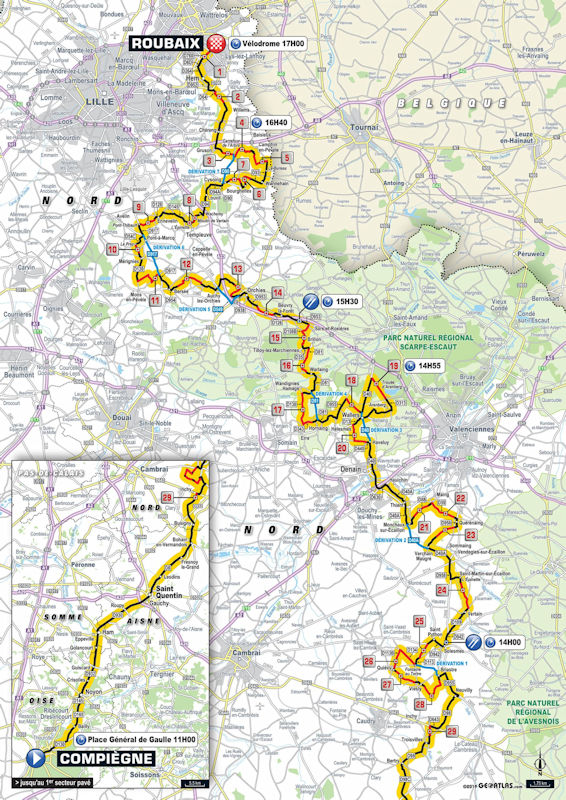 Paris - Roubaix 2019: route - source: paris-roubaix.fr
