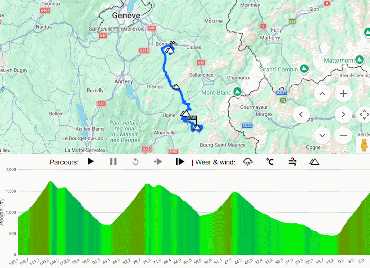 Tour Auvergne-Rhône-Alpes 2026, stage 8: interactive weather map