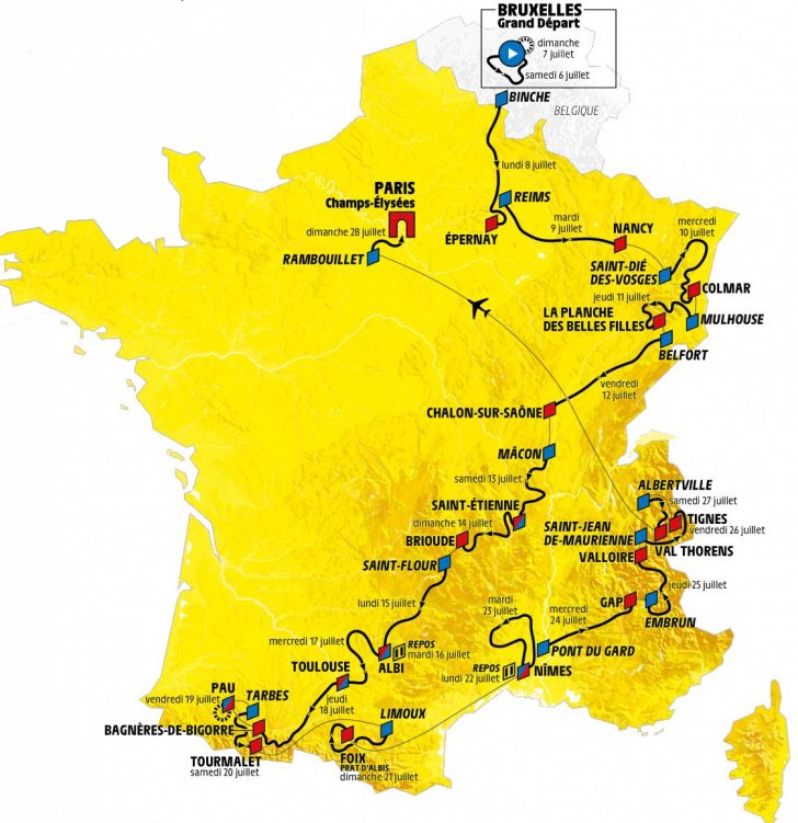 stor ned antik Tour de France 2019: The Route