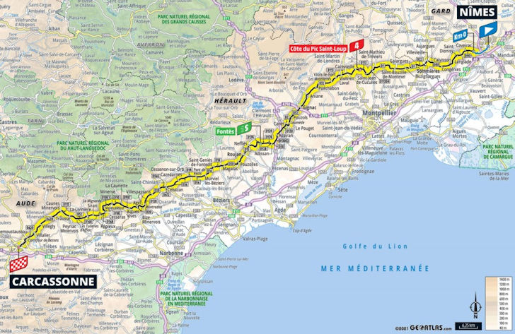 Tour de France 2021 Route stage 13: Nîmes - Carcassonne