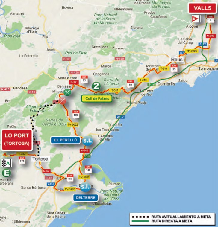 Volta a Catalunya 2017 Route stage 5 Valls Lo Port (Tortosa)